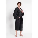 Bruno Banani Herrenbademantel BRUNO BANANI "Clement, ideal für Sauna & Spa, Hotelbademantel, Morgenmantel" Gr. M, grau (anthrazit), L:120cm, Walkfrottier, Hausmäntel, 100% Baumwolle, einfarbig, glänzende Streifen-Bordüre, Taschen, S-4XL, Topseller