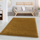 Carpettex Hochflor Teppich Wohnzimmer 140x200 cm Goldfarbe - Flauschiger Teppich Extra Weich und Pflegeleicht - Shaggy Teppich Modern Einfarbig Design - Teppich für Schlafzimmer, Esszimmer und Küche