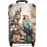 NoBoringSuitcases.com Handgepäck Koffer, Reisekoffer, Reisetasche mit Rollen, Hartschalenkoffer, Trolley Handgepäck, Suitcase, Koffer 55x40x20, Rollkoffer, Handgepäck 55x40x20 cm (Papageien - Blau)