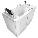 AcquaVapore Badewanne AcquaVapore Sitzbadewanne Senioren Wanne mit Tür S07-C-L 140x76cm, Schnelle Reinigung, Nackenstütze, Überlauf Abfluss, Extra Tief weiß