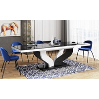 designimpex Esstisch Design Tisch HEB-222 Schwarz / Weiß Hochglanz ausziehbar 160 bis 256cm schwarz|weiß