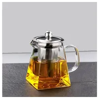 FELIXLEO Teekanne Teekanne Glas mit Siebeinsatz 550ml, Kleine Teekanne Glas Eckig, 550 l