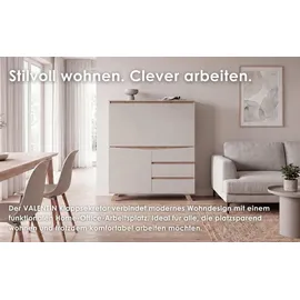 byLIVING Sekretär Valentin, Kaschmir Beige/Eiche, 3 Schubladen