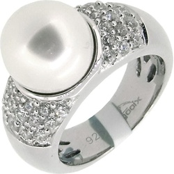 Gooix, Ring, Ring mit Zirkonia und Muschelkernperle, (54, 925 Silber)