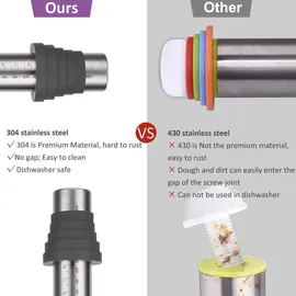 luxuskollektion Edelstahl Nudelholz mit abnehmbare Ringe in 5