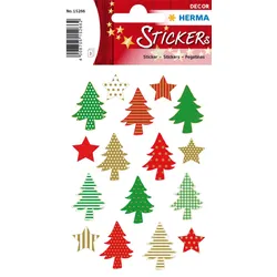 HERMA Sticker Oh Tannenbaum, Papier, Mehrfarbig, Dauerhaft, 48 Stück(e), 3 Blätt
