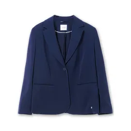 sheego Kurzblazer SHEEGO "Blazer", Damen, Gr. 52, blau (tiefblau), 100% Polyester, Blazer Kurzblazer