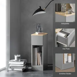 SoBuy Nachttisch mit Schublade Beistelltisch Nachtschrank Hellgrau FBT111-HG