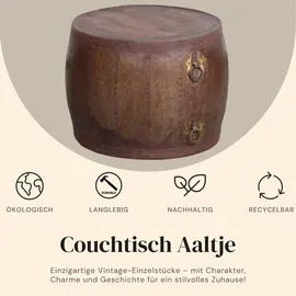 Marrakesch Orient & Mediterran Interior Couchtisch Aaltje 54 cm Unikat aus Metall & Holz im Vintage-Stil