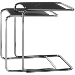 Thonet - JS. THONET a personal Interpretation by Jil Sander B 97 Serious Satztisch-Set, Glossy Titan / Marmor Nero Marquina (2er-Set)