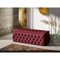 Fun Möbel Polsterhocker mit Stauraum ERNESTO 180x50x45 cm Elisa Velvet Bordeauxrot - Rot