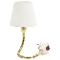 Steckerleuchte Stiletto messing braun, Designer Stiletto, Schirm 10 cm