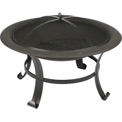 WDMT Stilvoller Feuerkorb - Ø 76 x 53 cm - Mit Funkenschutz - Geeignet für Garten & Terrasse - Schwarz