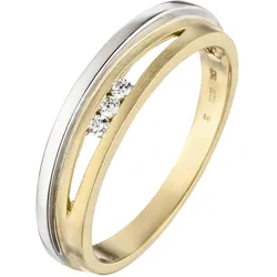 Goldring JOBO Gr. 54, gelb (gelbgold 375), Fingerringe, Damen, 54, Gelbgold 375-Weißgold 375, Gelbgold 375, Weißgold 375, 375 Gold bicolor mit 3 Zirkonia
