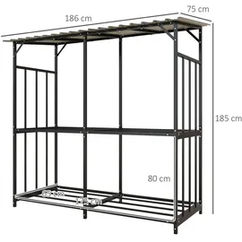 Outsunny Kaminholzregal außen, Holzunterstand 1,17 m3 Kaminholzlager