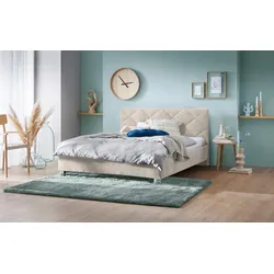 Polsterbett "Padua", beige, L:210cm, Bezug 100% Polyester, Polsterung: Polsterwatte, Material Gestell: gepolsterter Holzwerkstoff, verchromte Metallfüße, WESTFALIA SCHLAFKOMFORT, Betten, mit Rautensteppung, 3 verschiedene Matraztenarten wählbar