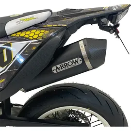 ARROW Schalldämpfer Aluminium Dunkel mit Carbon Endkappe für KTM 690 SMC/Enduro 19-21
