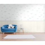Living Walls Fototapete LIVING WALLS "Wallpanel Tapete Wandpaneele Motivtapete Wolken Landhaus", weiß (creme,weiß,blau), B:1,59m H:0,02m L:2,8m, Vlies, Tapeten, Vliestapete Kinderzimmer für Schlafzimmer Wohnzimmer Wandpaneele Flur