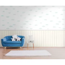 Living Walls Fototapete LIVING WALLS "Wallpanel Tapete Wandpaneele Motivtapete Wolken Landhaus", weiß (creme,weiß,blau), B:1,59m H:0,02m L:2,8m, Vlies, Tapeten, Vliestapete Kinderzimmer für Schlafzimmer Wohnzimmer Wandpaneele Flur