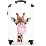 noboringsuitcases NoBoringSuitcases.com® Kinderkoffer Mädchen Reisekoffer mit Rollen Handgepäck Koffer Giraffe - Kaugummi - Pink - Koffer Kinder mädchen Trolley Koffer klein, 55x40x20