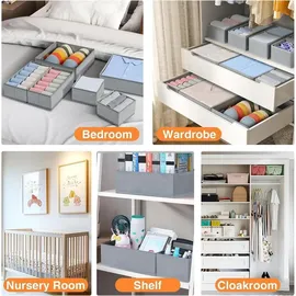 luxuskollektion Schubladen Organizer Aufbewahrungsbox Stoff 12er Set Hellgrau