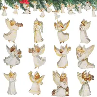36 Stück Weihnachtsengel Anhänger, Weihnachtsanhänger Holz Engel, Kleine Engel Anhänger mit Bindeschnur, Weihnachtsbaumschmuck, Weihnachtsbaum Deko Geschenke Figuren, Christbaumschmuck, Glücksbringer