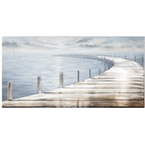 GILDE 3D Bild See - Meer mit Steg blau 150 x 75 cm