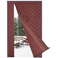 Risareyi Magnet Wärmeschutzvorhang Tür 160x220cm, Braun PU Leder, Reversibile Türvorhang Thermo Kälteschutz, Seitliche Öffnung Kälteschutzvorhang für Haustür Balkontür