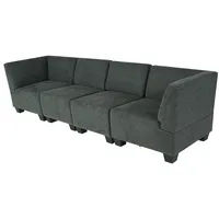 Modular 4-Sitzer Sofa Couch Moncalieri, Stoff/Textil ~ anthrazit-grau, hohe Armlehnen