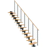 DOLLE Mittelholmtreppe Cork (Breite: 75 cm, Anthrazitgrau, Gerade, Farbe Stufen: Buche, Natur, Geschosshöhe: 240 – 292 cm, Edelstahlgeländer)