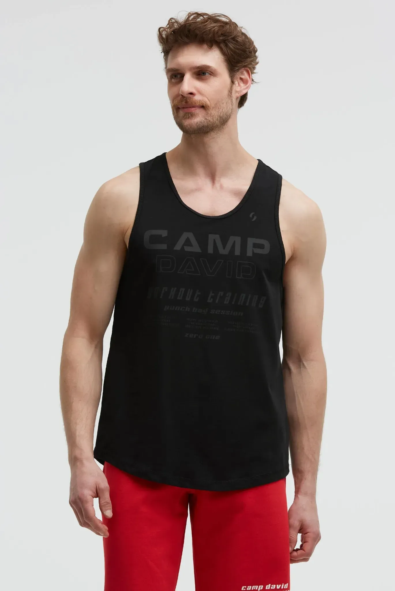 Tanktop CAMP DAVID, Herren, Gr. 3XL, schwarz, Single Jersey, Material: 95% Baumwolle, 5% Elasthan, bedruckt, regular fit normal, Rundhals, Tops Tanktop, aus Baumwolle
