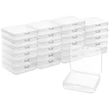 Belle Vous Kleine Aufbewahrungsboxen aus Klarem Kunststoff mit Klappdeckel (24 Stk) 7,2 x 6,3 x 1,7 cm - Mini Aufbewahrungsbox für Pillen, Perlen,