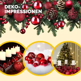 DEUBA CASARIA® Weihnachtskugeln 100er Set Christbaumkugeln Weihnachtsbaumkugeln Weihnachtsbaumschmuck Christbaumkugeln Weihnachtsdeko Rot