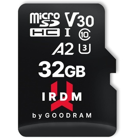 goodram IRDM M2AA 32 GB microSDHC UHS-I U3 A2 V30 Micro SD mit Adapter 170/60MB/s - Hohe Leistung - Schnell und Zuverlässig - Speicherkarte Micro SD