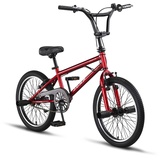Licorne Bike Jump Premium BMX 360° Rotor-System, 4 Stahl Pegs, Kettenschutz, Freilauf (Rot, Freestyle)