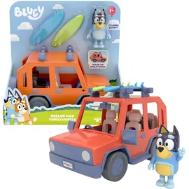 Bluey Auto 4 x 4 Familienfahrzeug, inklusive Papa Bandit Hoch, ca. 8 cm und 2 Surfbrettern