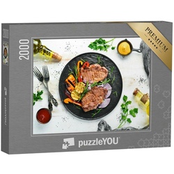 puzzleYOU Puzzle Steak mit Rosmarin und Gewürzen, 2000 Puzzleteile, puzzleYOU-Kollektionen Essen und Trinken