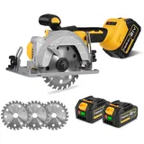 ONEVAN Akku-Handkreissäge Akku-Mini-Kreissäge 6000 U/min, 45mm, 0-45°, 2 Akkus gelb