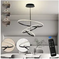 JDONG LED Pendelleuchte schwarz 3 Ring kristall Moderne Kronleuchter