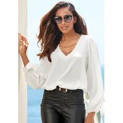Schlupfbluse, mit Kettendetails, elegante Damenbluse, modisch, festlich, Gr. 36, creme, , 50721866-36