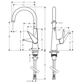 Hansgrohe Talis M51 260 1jet edelstahl finish 72810800