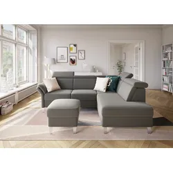 Ecksofa SIT & MORE "Vincenzo L-Form", grau, B:245cm H:84cm T:193cm, Sofas, inklusive Kopfteilverstellung, wahlweise mit Bettfunktion, Bettkasten