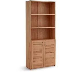 Arbeitszimmerregal mit Türen aus Kernbuche und Buche Massivholz 186 cm hoch