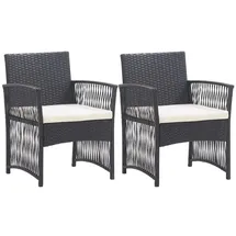 vidaXL Polyrattan Gartensessel 55,5 x 58 x 76 cm schwarz 2 St. 46438