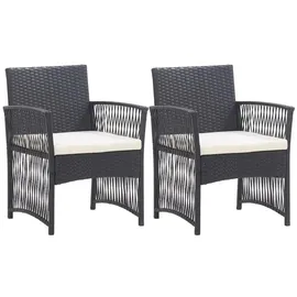 vidaXL Polyrattan Gartensessel 55,5 x 58 x 76 cm schwarz 2 St. 46438