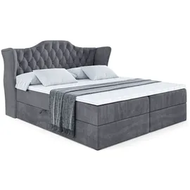 altdecor BOXBETT mit Matratze und Lattenrost, - VILA - 160x200 cm - H4 - Dunkelgrau