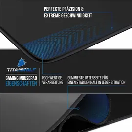 Titanwolf Gaming Mauspad XXL, glattes Stoffgewebe, Speed Mousepad 900 x 400mm große Fläche, Vector Rot