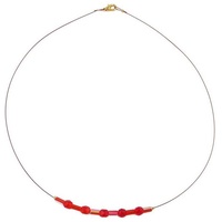 Gallay Kette Drahtkette mit Glasperlenröhrchen und Perle in rot-rot AB 40cm