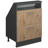 Vicco Dachschrägenschrank Rion, Artisan Eiche/Anthrazit/Anthrazit, mit 2 Schubladen, geeignet für die platzsparende Aufbewahrung unter Dachschrägen