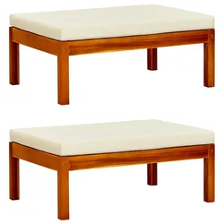 vidaXL 2x Akazienholz Massiv Gartenhocker Modular Fußhocker Fußbank Sitzhocker Hocker Holzhocker Fußschemel Fußstütze Ottomane Terrasse